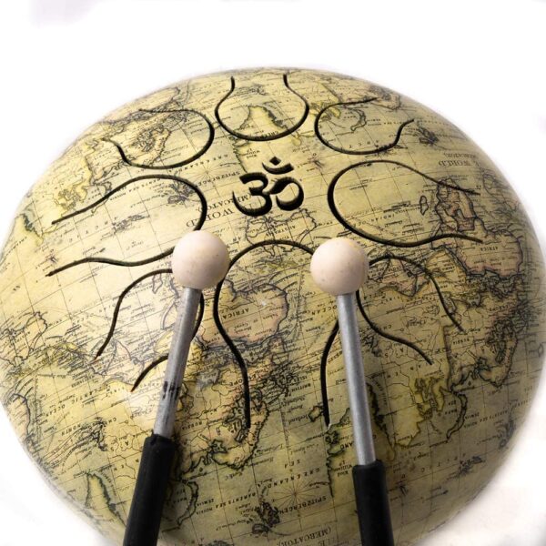 Satnam Happy Drums Steel Tongue Drum 6-Inch 8-Notes Handpan Percussion Instrument with Carrying Case Bag - World MAP